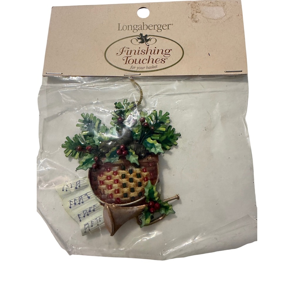 Longaberger Finishing Touches Christmas Basket Tie On Ornament Musical Horn NEW